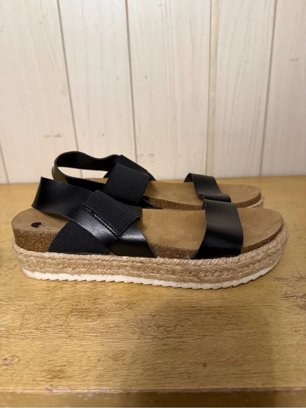Big Buddha Black Platform Espadrille Sandals